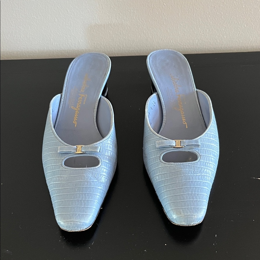 Salvatore Ferragamo Blue Mules